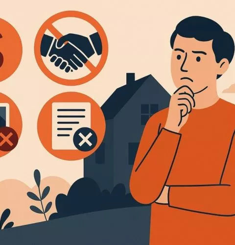 Illustration d’un vendeur immobilier réfléchissant aux erreurs à éviter lors de la vente d’un bien à Saint-Malo